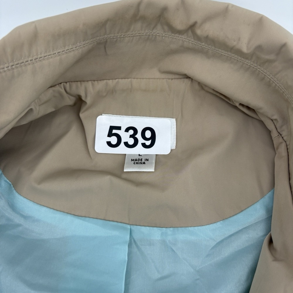TALBOTS double breasted trench coat tan cotton jacket‎ belted lightweight Large - Picture 13 of 13